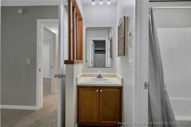 303 Whipple Tree Ln, Fayetteville, NC 28314 - bathroom featuring vanity and a shower with shower curtain