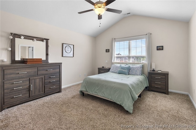 1206 Coot Ct, Hope Mills, NC 28348 - bedroom with vaulted ceiling, light carpet, and a ceiling fan