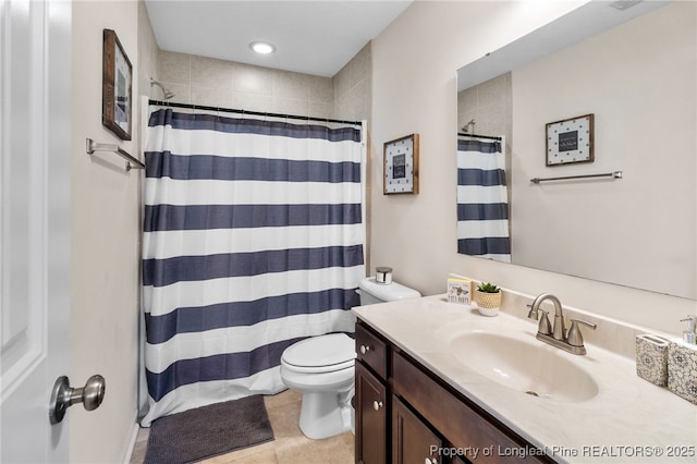1206 Coot Ct, Hope Mills, NC 28348 - full bath with vanity, tile patterned floors, and curtained shower