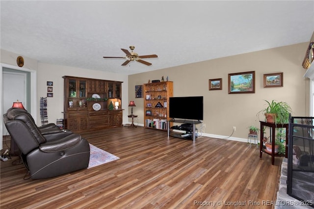 4327 Falls Dr, Hope Mills, NC 28348 - living room with a ceiling fan and wood finished floors