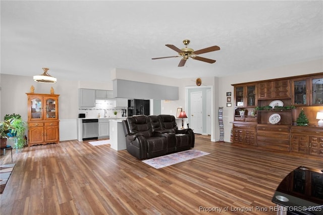 4327 Falls Dr, Hope Mills, NC 28348 - living area featuring a ceiling fan and light wood finished floors