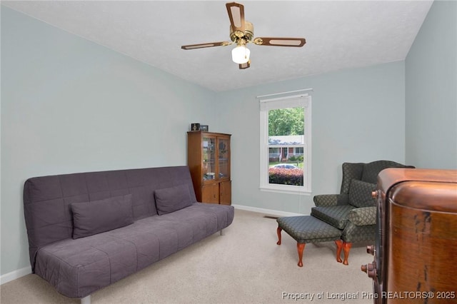 4327 Falls Dr, Hope Mills, NC 28348 - living room featuring carpet flooring and a ceiling fan