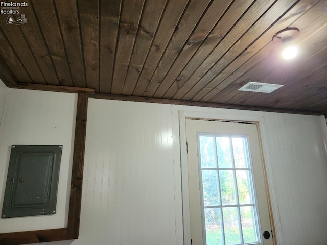 interior details featuring wood ceiling