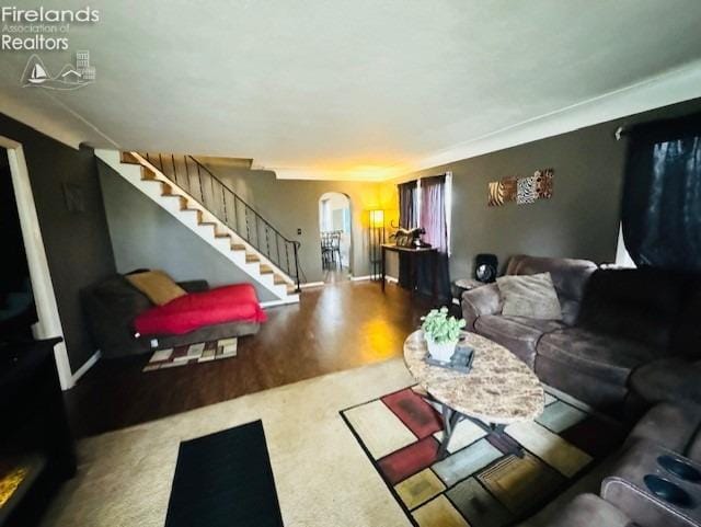 living room with wood-type flooring