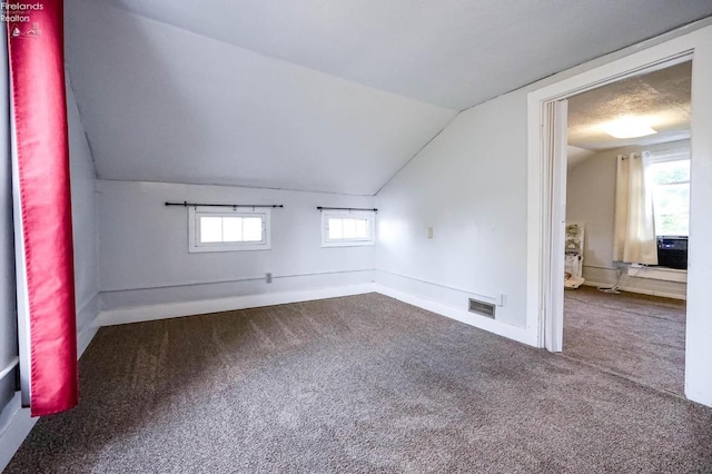 additional living space with carpet and vaulted ceiling