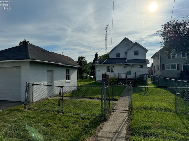 view of yard featuring a garage