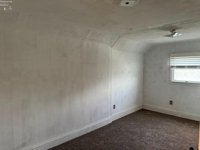 additional living space with lofted ceiling and carpet flooring