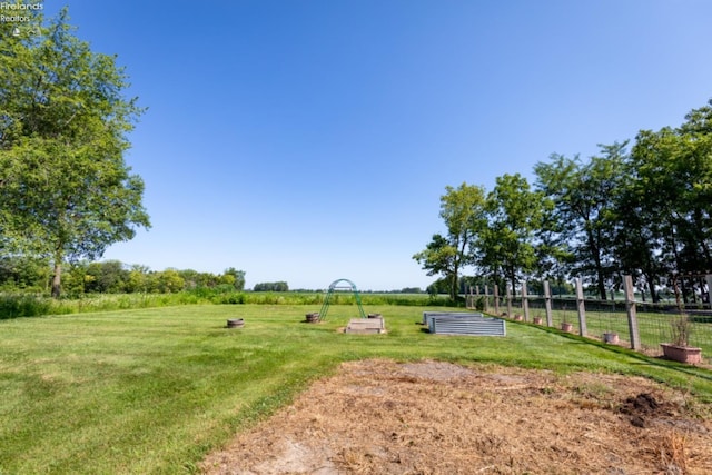 view of community featuring a rural view and a lawn