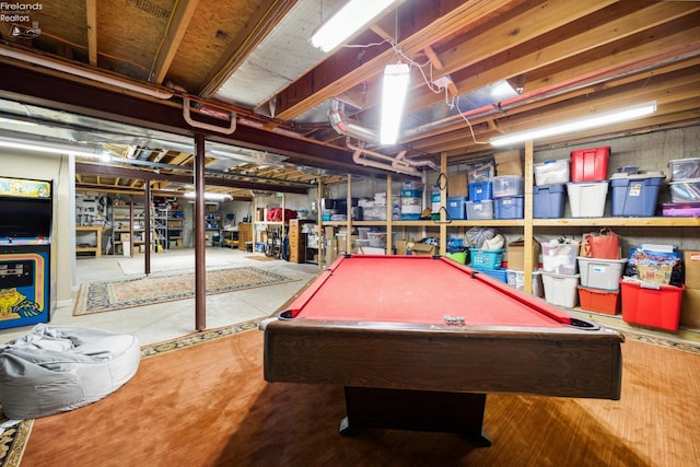 recreation room with billiards