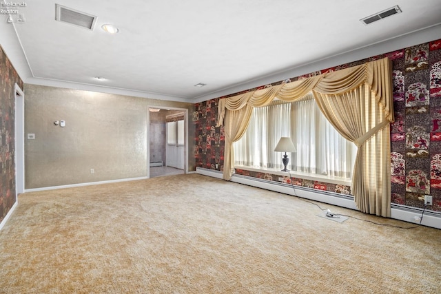 interior space featuring carpet and ornamental molding