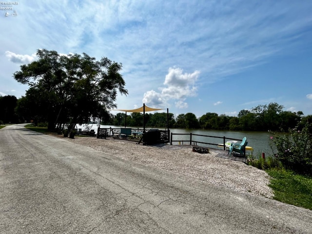 view of street featuring a water view