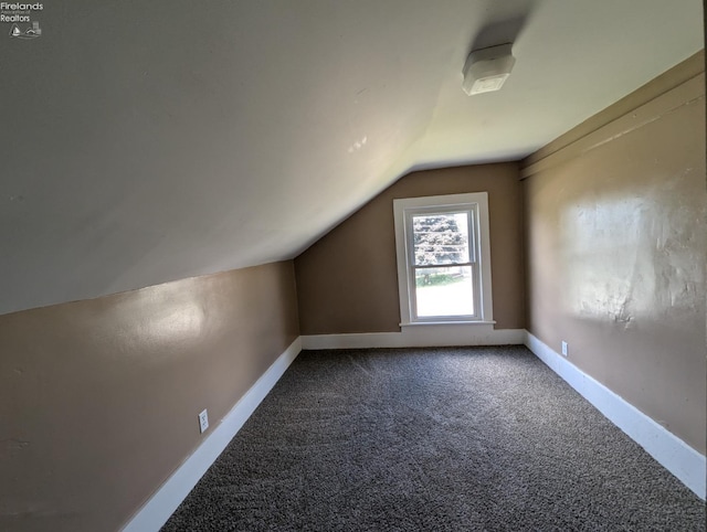 bonus room featuring vaulted ceiling and carpet flooring