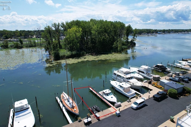 view of dock featuring a water view