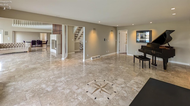 interior space featuring light tile patterned floors