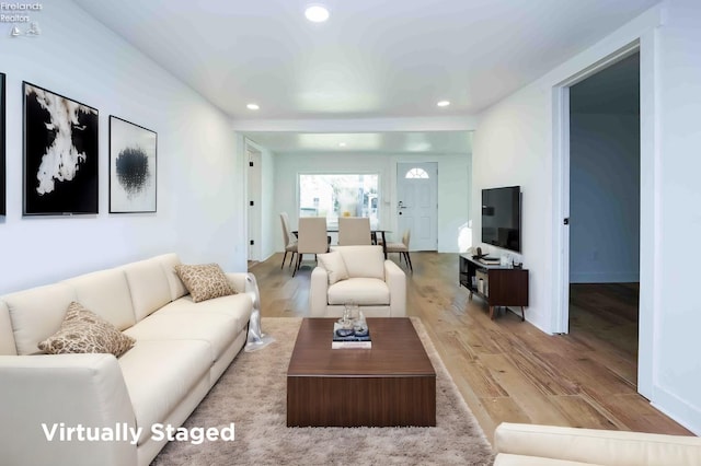 living room featuring light hardwood / wood-style floors