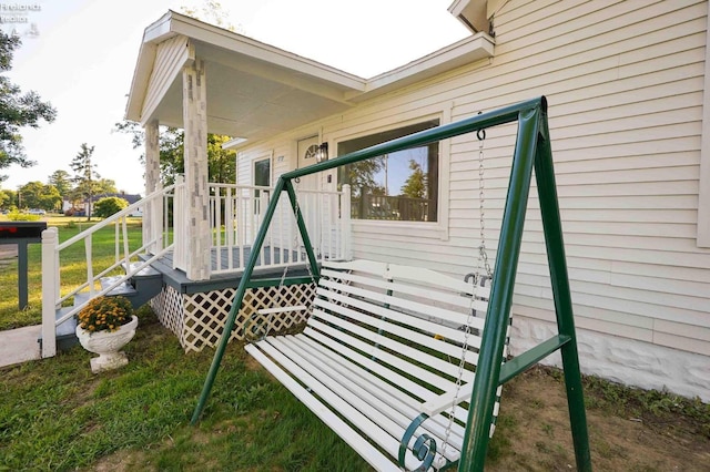 exterior space featuring a wooden deck