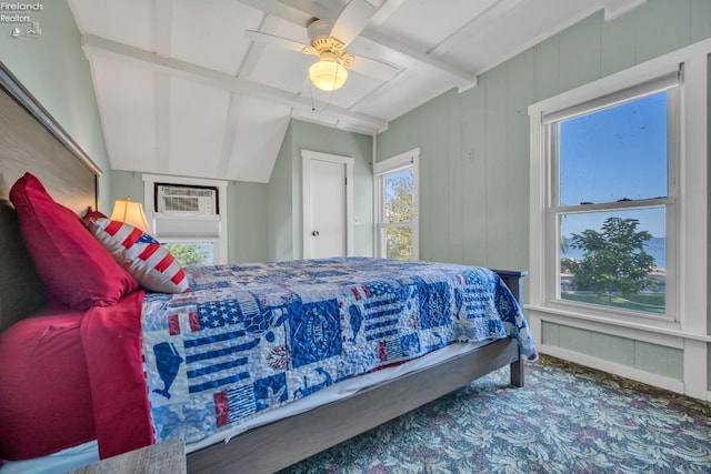 bedroom featuring ceiling fan and carpet floors