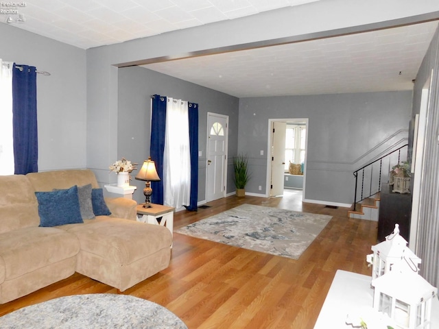 living room with wood-type flooring