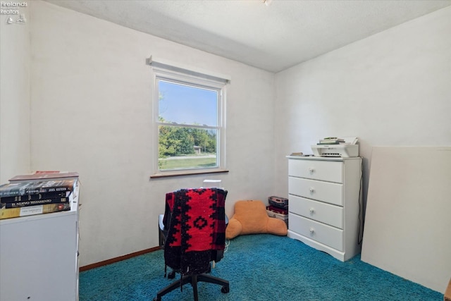 sitting room featuring light colored carpet