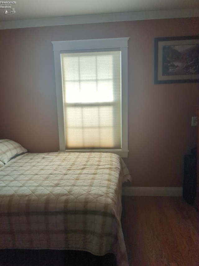 bedroom with hardwood / wood-style flooring