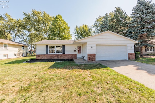 ranch-style house with a front lawn and a garage