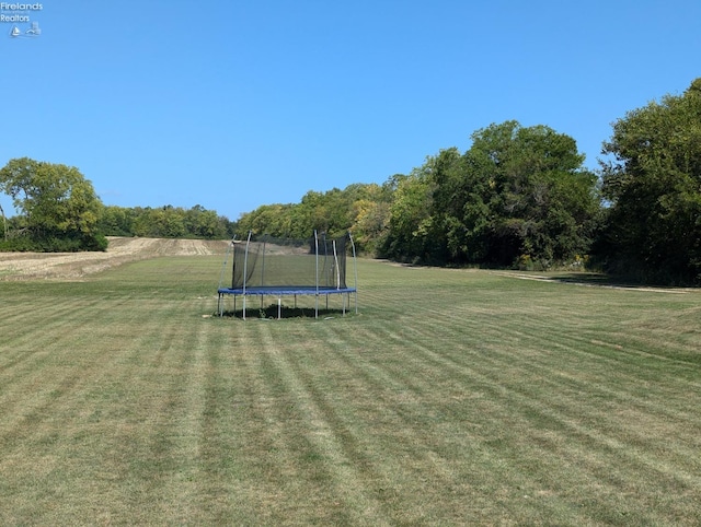 view of yard featuring a trampoline