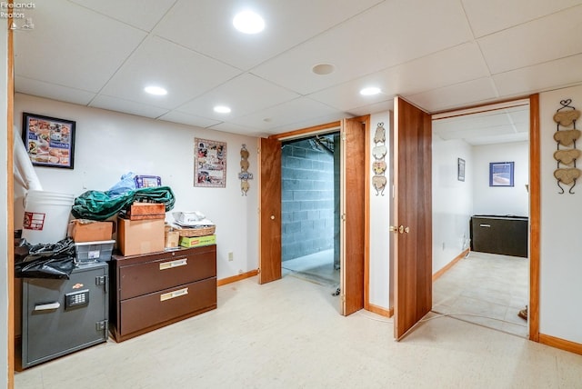 office featuring a paneled ceiling