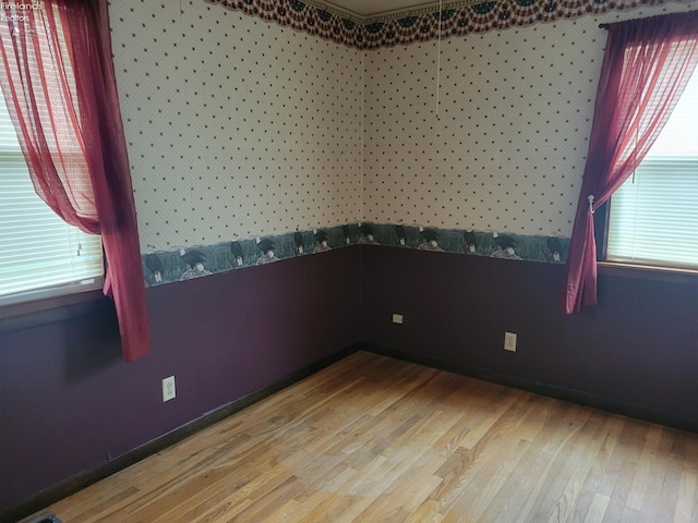 empty room with hardwood / wood-style flooring