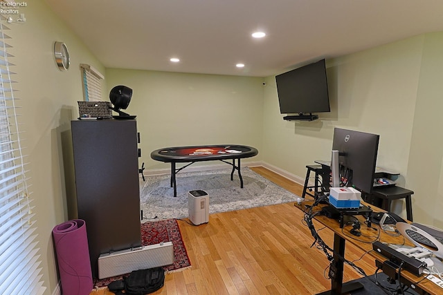 interior space with light hardwood / wood-style flooring