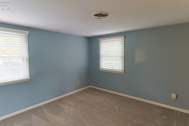 unfurnished room featuring carpet floors and a healthy amount of sunlight