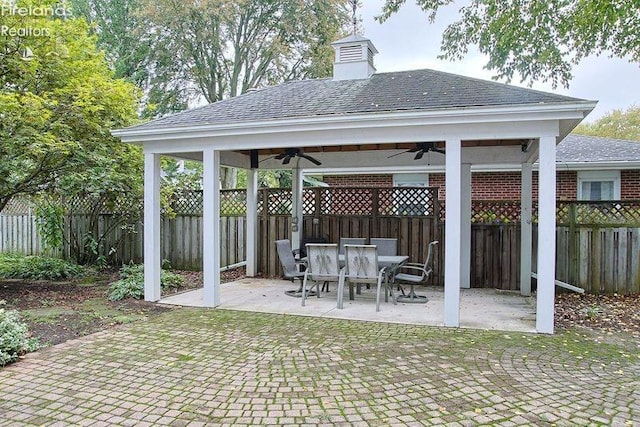 view of patio / terrace with ceiling fan