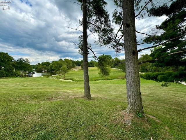 view of yard with a water view