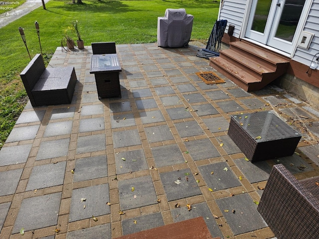 view of patio featuring french doors