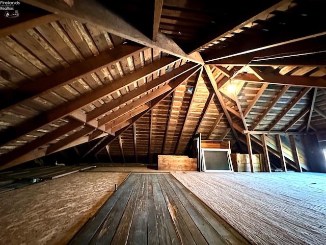 view of unfinished attic