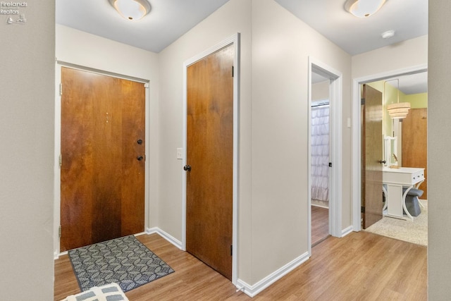 foyer featuring light hardwood / wood-style floors