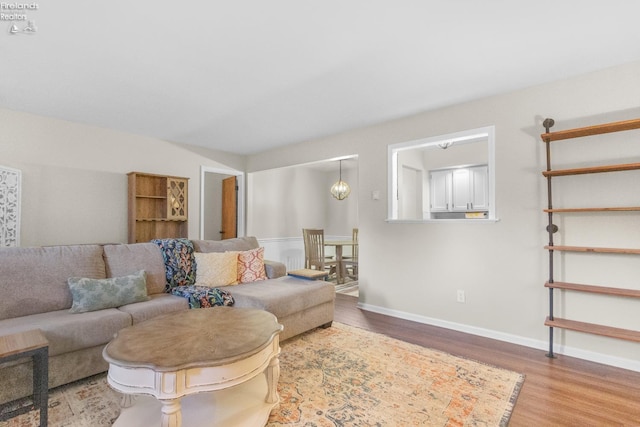 living room with wood-type flooring