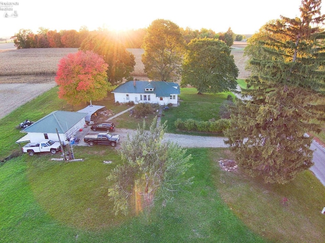 view of aerial view at dusk