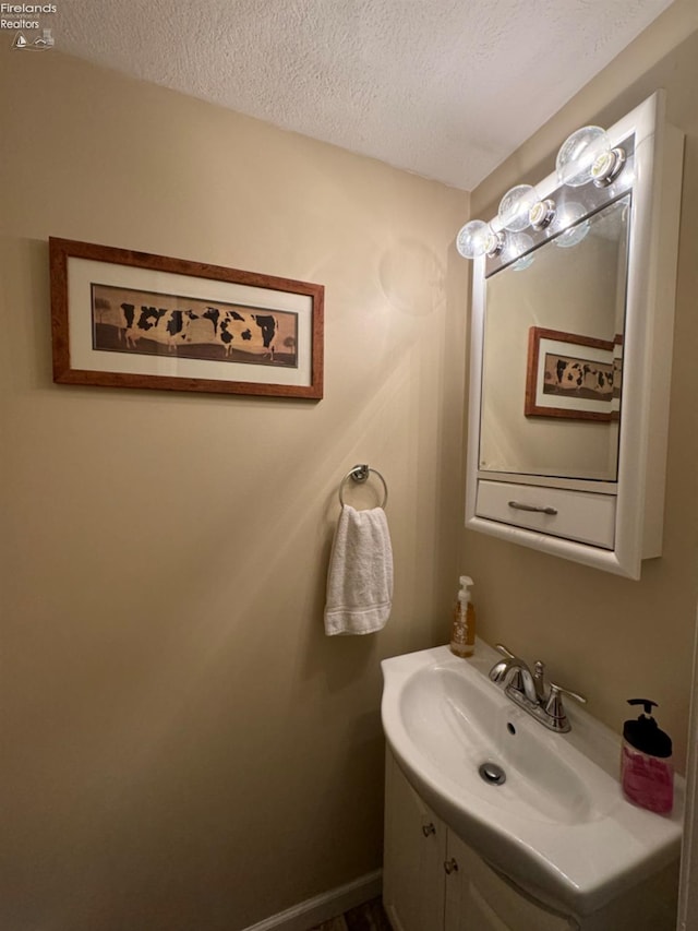 bathroom featuring vanity and a textured ceiling