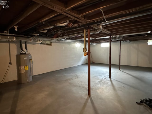 basement with electric water heater