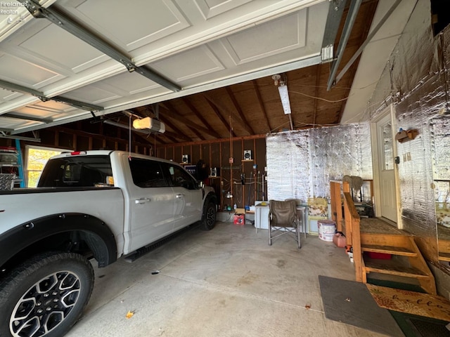 garage with a garage door opener