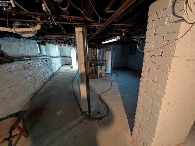 basement with water heater