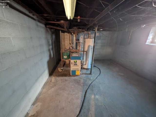 basement with gas water heater