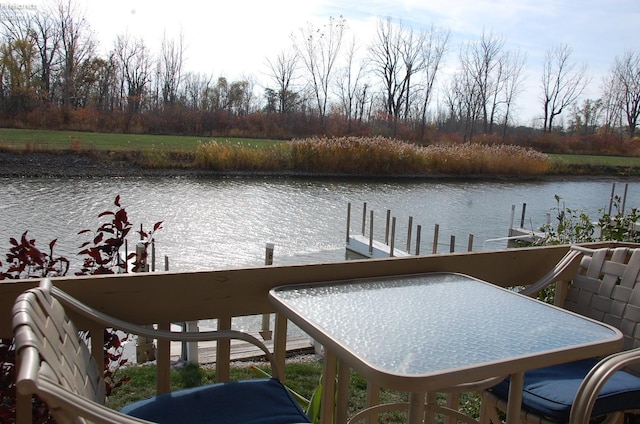 view of dock featuring a water view