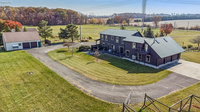 drone / aerial view with a rural view