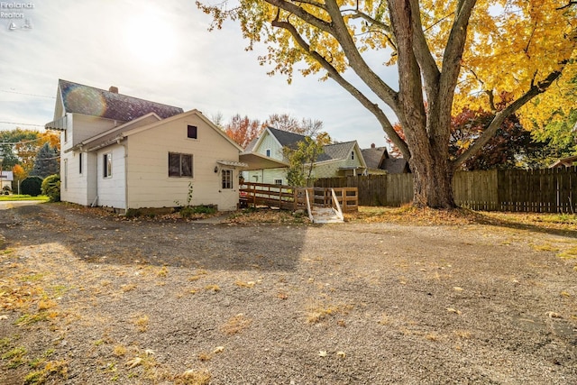 view of home's exterior featuring a deck