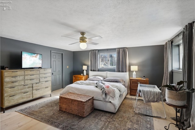25 Edison, Milan, OH 44846 - bedroom featuring wood finished floors, a ceiling fan, and a textured ceiling