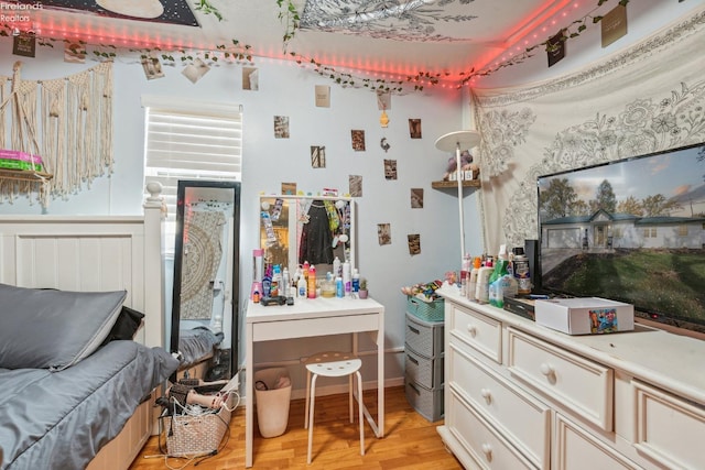 bedroom featuring light wood-type flooring