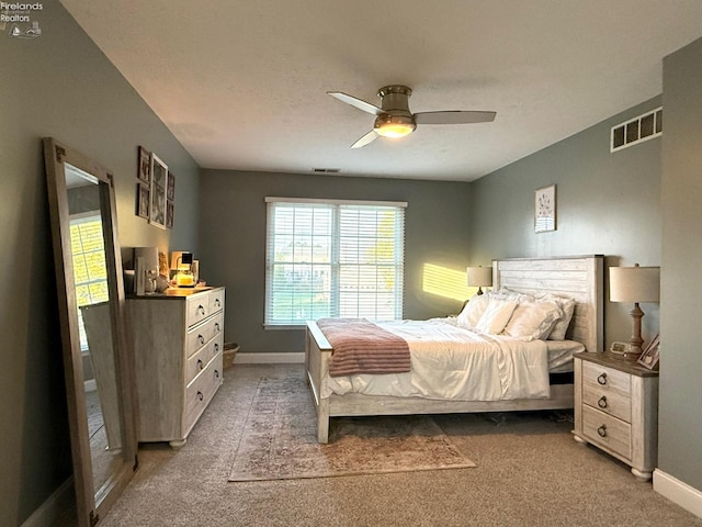 bedroom with carpet flooring and ceiling fan