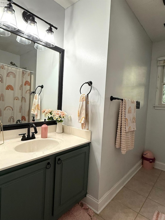 bathroom featuring vanity and tile patterned floors