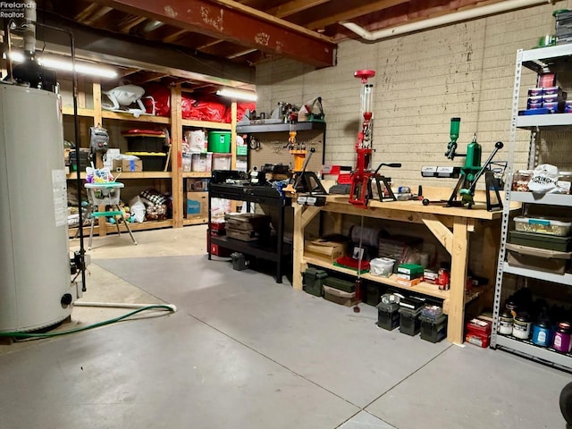 storage area with gas water heater